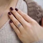 14k Beyaz Altın Taşlı Yüzük - 1