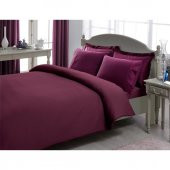 Taç Stripe Saten King Size Çift Kişilik Nevresim Takımı Mürdüm - 1