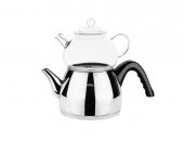 TANTİTONİ SİYAH KONİK ORTA BOY PASLANMAZ ÇELİK ÇAYDANLIK TAKIMI 980/1700ML - 1