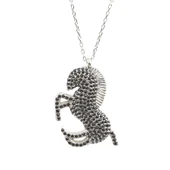 925 Ayar Gümüş Oniks Taşlı Şahlanan At Modeli Kolye thumbnail 1