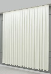 Saten Güneşlik Perde - Pilesiz Düz Dikim  Krem 320 cm En- 200 cm Boy - 3