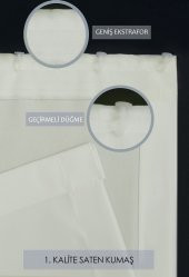 Saten Güneşlik Perde - Pilesiz Düz Dikim  Krem 320 cm En- 200 cm Boy - 4