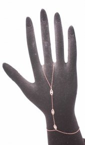 925 Ayar Gümüş Mekik Şahmeran Bileklik, Pembe - Beyaz Taş - 1