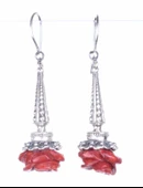 925 Ayar Gümüş Mercan Gül Buketi Sallantılı Küpe thumbnail 1