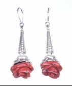 925 Ayar Gümüş Mercan Gül Buketi Sallantılı Küpe thumbnail 4