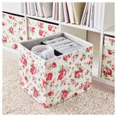 Kare Ev Düzeni Kutu Düzenleyici Kutu IKEA Düzenleme Saklama Kutusu Çiçek Desenli 33x38x33 cm - 3