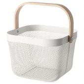 Çok Amaçlı Sepet IKEA Meyve Veya Düzenleme Sepet Beyaz Renk 25x26x18 cm Çelik - 1