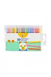 Keçeli Kalem 20 Renk Tam Boy Şeffaf Kutu Adel Keçeli Kalem 20 Renk Tam Boy - 1