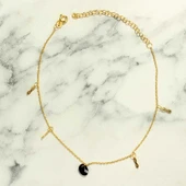 925 Ayar Gümüş Oniks Taşlı Minik Sonsuzluk Modeli Halhal thumbnail 3