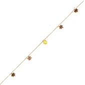 925 Ayar Gümüş Damla Sitrin Taşlı Çınar Yaprağı Halhal thumbnail 1