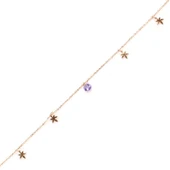 925 Ayar Gümüş Yuvarlak Ametist Taşlı Yusufçuk Model Halhal thumbnail 1