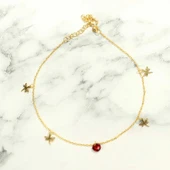 925 Ayar Gümüş Yuvarlak Garnet Taşlı Yusufçuk Modeli Halhal thumbnail 2