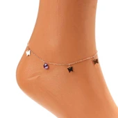 925 Ayar Gümüş Yuvarlak Ametist Taşlı Kelebek Model Halhal thumbnail 3