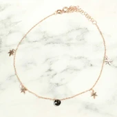 925 Ayar Gümüş Yuvarlak Siyah Oniks Taşlı Yusufçuk Halhal thumbnail 2