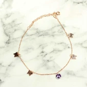 925 Ayar Gümüş Yuvarlak Ametist Taşlı Kelebek Model Halhal thumbnail 2