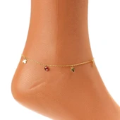 925 Ayar Gümüş Yuvarlak Garnet Taşlı Çınar Yaprağı Halhal thumbnail 3