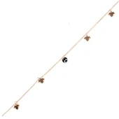 925 Ayar Gümüş Yuvarlak Oniks Taşlı Çınar Yaprağı Model Halhal thumbnail 2