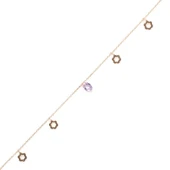 925 Ayar Gümüş Ametist Taşlı İçi Boş Çiçek Modeli Halhal thumbnail 1