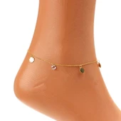 925 Ayar Gümüş Yuvarlak Zirkon Taşlı Yonca Yaprağı Model Halhal thumbnail 4