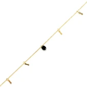 925 Ayar Gümüş Oniks Taşlı Minik Sonsuzluk Modeli Halhal thumbnail 2