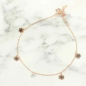 925 Ayar Gümüş Minik Üçgen Zirkon Taşlı Kar Tanesi Halhal thumbnail 3