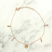 925 Ayar Gümüş Yuvarlak Sitrin Taşlı Sonsuzluk Model Halhal thumbnail 2