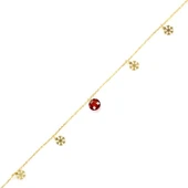 925 Ayar Gümüş Yuvarlak Garnet Taşlı Kar Tanesi Halhal thumbnail 1