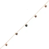 925 Ayar Gümüş Yuvarlak Oniks Taşlı Çınar Yaprağı Model Halhal thumbnail 1