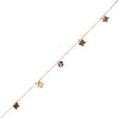 925 Ayar Gümüş Yuvarlak Ametist Taşlı Kelebek Model Halhal thumbnail 1