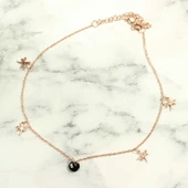 925 Ayar Rose Gümüş Siyah Oniks Taşlı Yusufçuk Model Halhal thumbnail 2