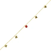 925 Ayar Gümüş Yuvarlak Garnet Taşlı Çınar Yaprağı Halhal thumbnail 1