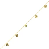 925 Ayar Gümüş Peridot Taşlı 4 Yapraklı Yonca Halhal thumbnail 1