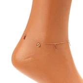 925 Ayar Gümüş Yuvarlak Sitrin Taşlı Sonsuzluk Model Halhal thumbnail 3