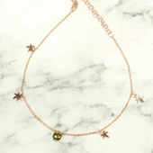 925 Ayar Gümüş Yuvarlak Peridot Taşlı Yusufçuk Model Halhal thumbnail 2