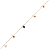 925 Ayar Gümüş Yuvarlak Siyah Oniks Taşlı Yusufçuk Halhal thumbnail 1