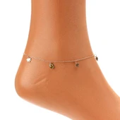 925 Ayar Rose Gümüş Damla Peridot Taşlı Çınar Yapraklı Halhal thumbnail 3