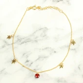 925 Ayar Gümüş Yuvarlak Garnet Taşlı Yusufçuk Model Halhal thumbnail 2