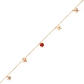 925 Ayar Rose Gümüş Yuvarlak Garnet Taşlı Yusufçuk Model Halhal thumbnail 1