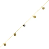 925 Ayar Gümüş Yuvarlak Oniks Taşlı Yonca Modeli Halhal thumbnail 1