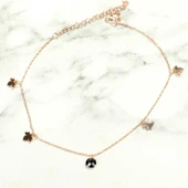 925 Ayar Gümüş Yuvarlak Oniks Taşlı Çınar Yaprağı Model Halhal thumbnail 3