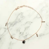 925 Ayar Gümüş Yuvarlak Oniks Taşlı Sonsuzluk Model Halhal thumbnail 4