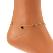 925 Ayar Gümüş Oniks Taşlı Minik Sonsuzluk Modeli Halhal thumbnail 1