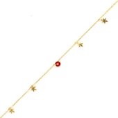 925 Ayar Gümüş Yuvarlak Garnet Taşlı Yusufçuk Model Halhal thumbnail 1