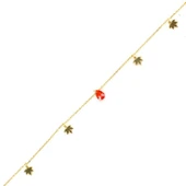 925 Ayar Gümüş Damla Garnet Taşlı Çınar Yaprağı Halhal thumbnail 1