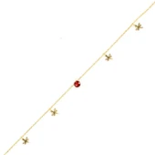 925 Ayar Gümüş Yuvarlak Garnet Taşlı Yusufçuk Modeli Halhal thumbnail 1