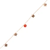 925 Ayar Gümüş Yuvarlak Garnet Taşlı Kelebek Model Halhal thumbnail 1