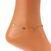 925 Ayar Gümüş Yuvarlak Ametist Taşlı Çınar Yapraklı Halhal thumbnail 3