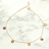 925 Ayar Gümüş Yuvarlak Sitrin Taşlı Kar Tanesi Halhal thumbnail 2