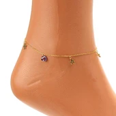 925 Ayar Gümüş Yuvarlak Ametist Taşlı Deniz Yıldızı Model Halhal thumbnail 3