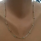 925 Ayar Gümüş 3 Renk Zincir & Toplu Kolye thumbnail 3